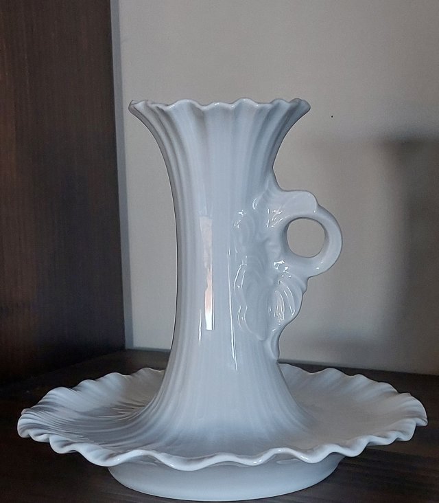 Royal Tettau biały porcelanowy świecznik kaganek vintage