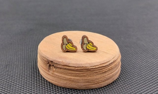 Kolczyki drewniane BANANY
