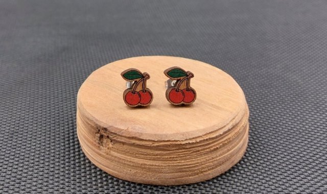 Kolczyki drewniane WISIENKI