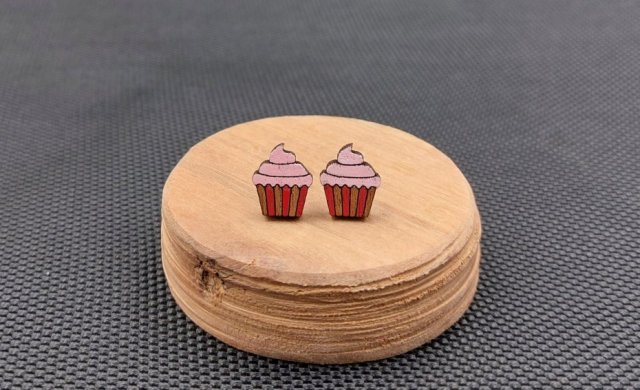 Kolczyki drewniane BABECZKI RÓŻOWE