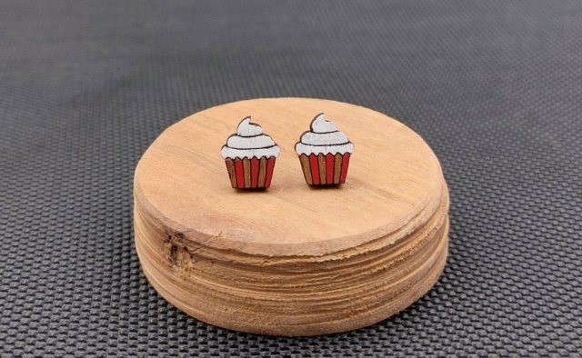 Kolczyki drewniane BABECZKI BIAŁE