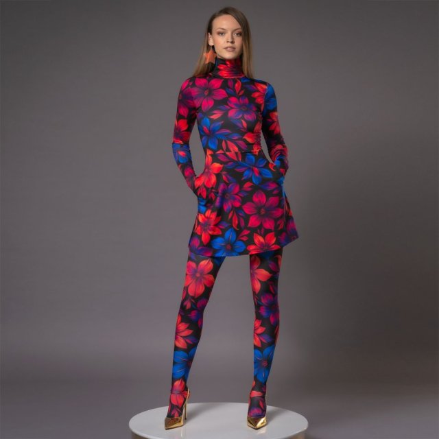 Marta Flower Power - sukienka mini z golfem