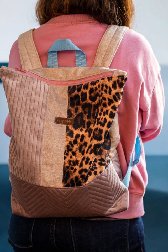 Patchworkowy plecak z suwakiem panterka
