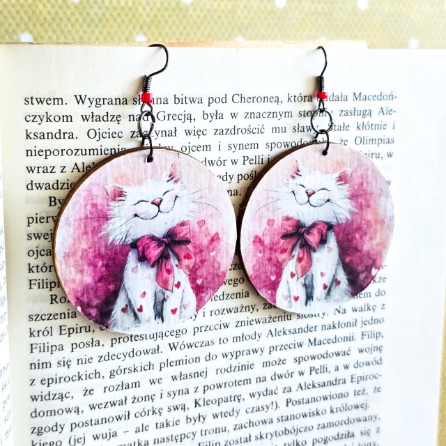 Kolczyki wiszące - Zakochany kociak