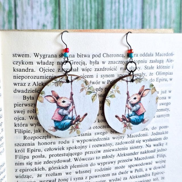 Kolczyki wiszące - Króliczek ( okrągłe )