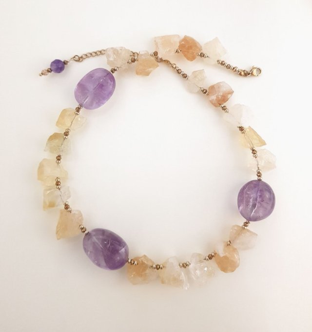 Naszyjnik z Ametystem i Cytrynem