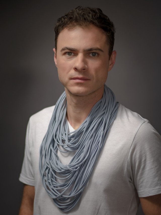 Naszyjnik dzianinowy - szary (uniksex)