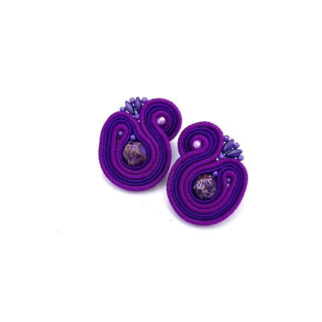 Kolczyki sutasz fioletowe sztyfty "Largo" z jaspisem małe lekkie