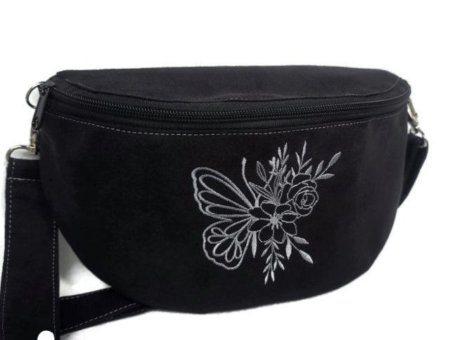 Nerka czarna ekozamsz na ramię z motylem