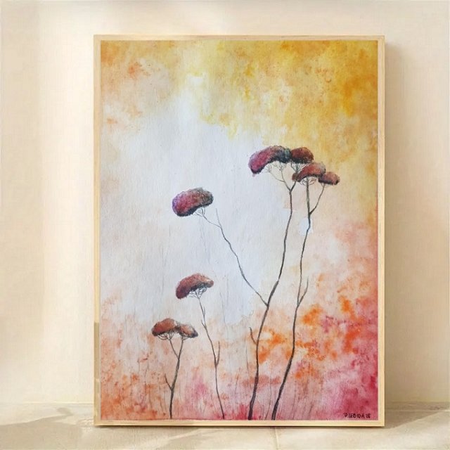 Trawki- obraz  akwarela