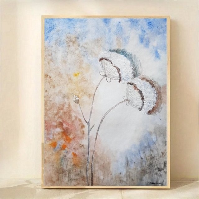 Trawki- obraz  akwarela