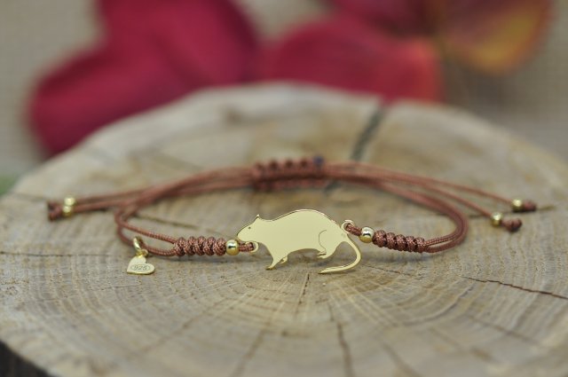 Szczur / Szczurek - bransoletka, srebro 925 pozłacane