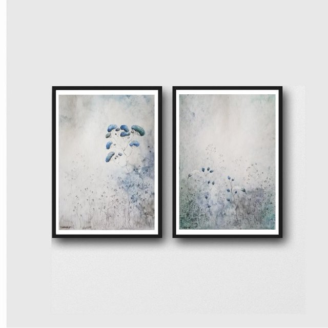 Dwie akwarele-trawki