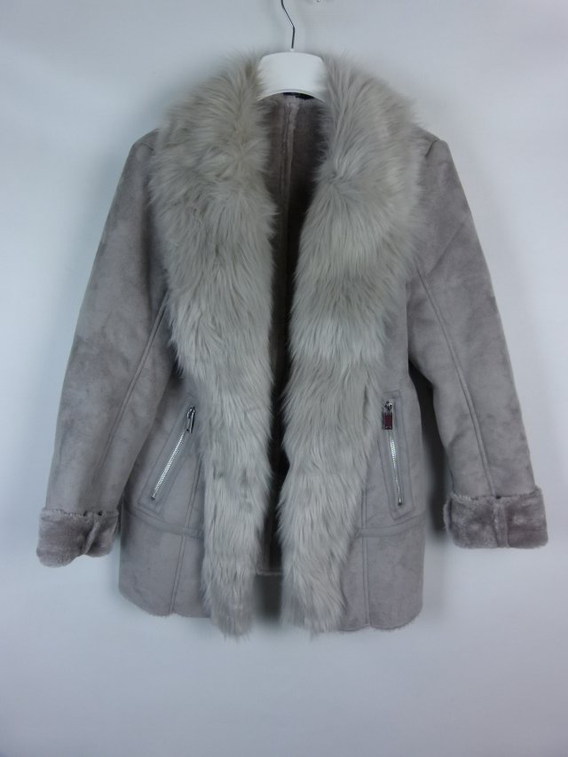 F&F zamszowa kurtka na futerku bez zapięcia / 36