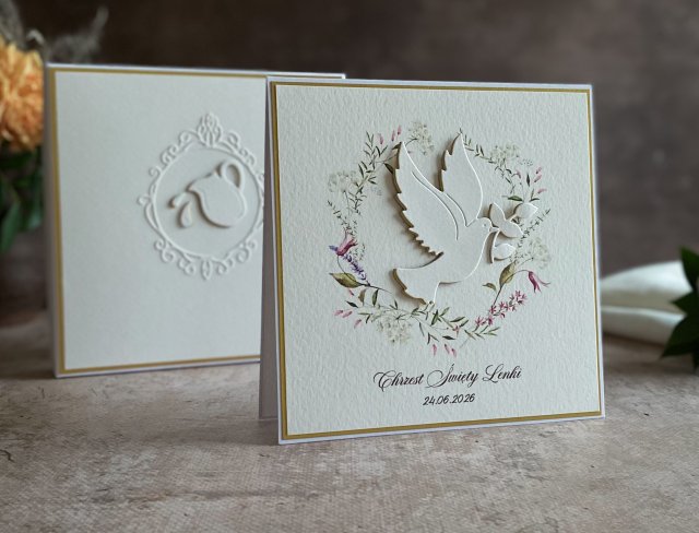 Personalizowana Pamiątka Chrztu, kartka w pudełku z ozdobną kopertą, 49