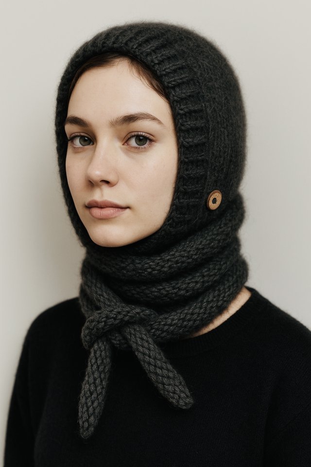 Balaclava kominiarka kaptur zamiast czapki merino alpaca jedwab