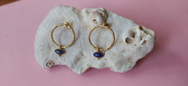 Kolczyki Plates Blue - srebro 925 pokryte 24k złotem