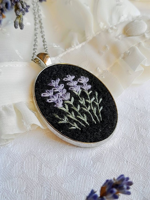 Naszyjnik Lawendowy wieczór owalny duży