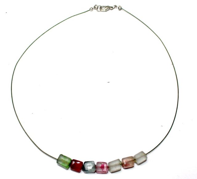 SZKLANE kostki  na żyłce naszyjnik kolia