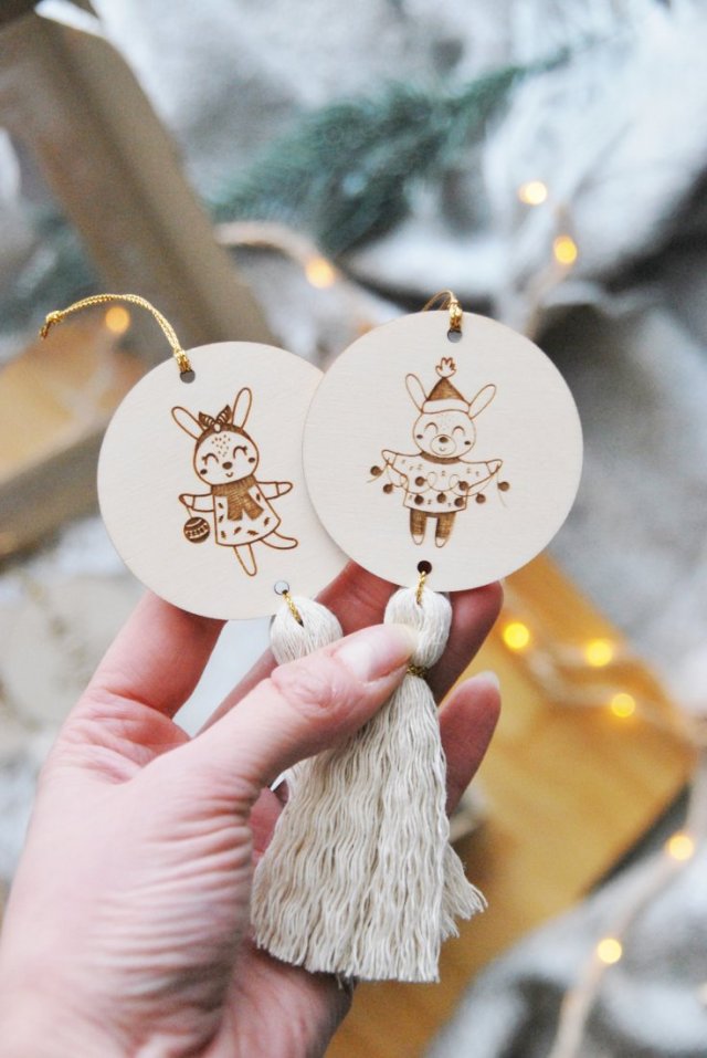 Zawieszki na choinkę chwosty - 4 szt. | Zestaw ozdób choinkowych