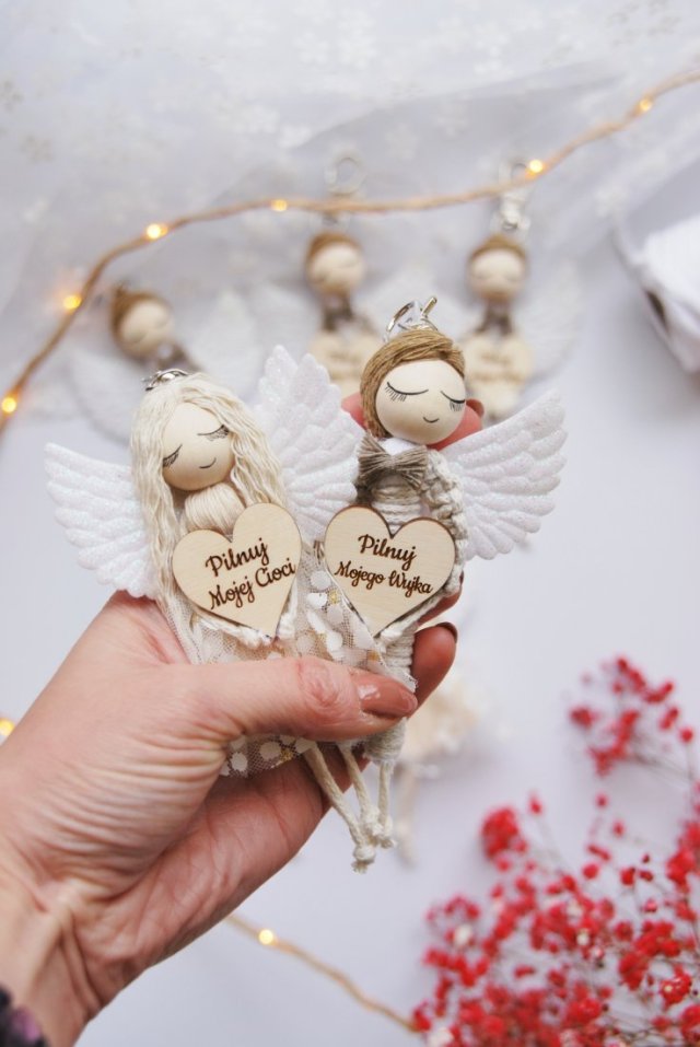 Personalizowany breloczek Anioł - dowolny napis! Brelok z aniołkiem