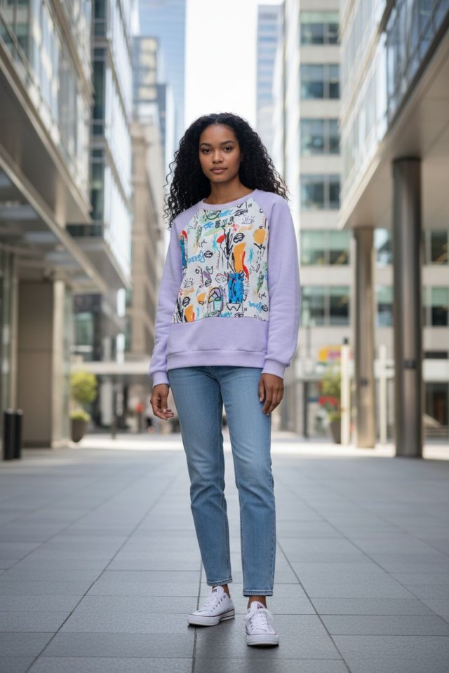 Cieplutka bluza liliowa