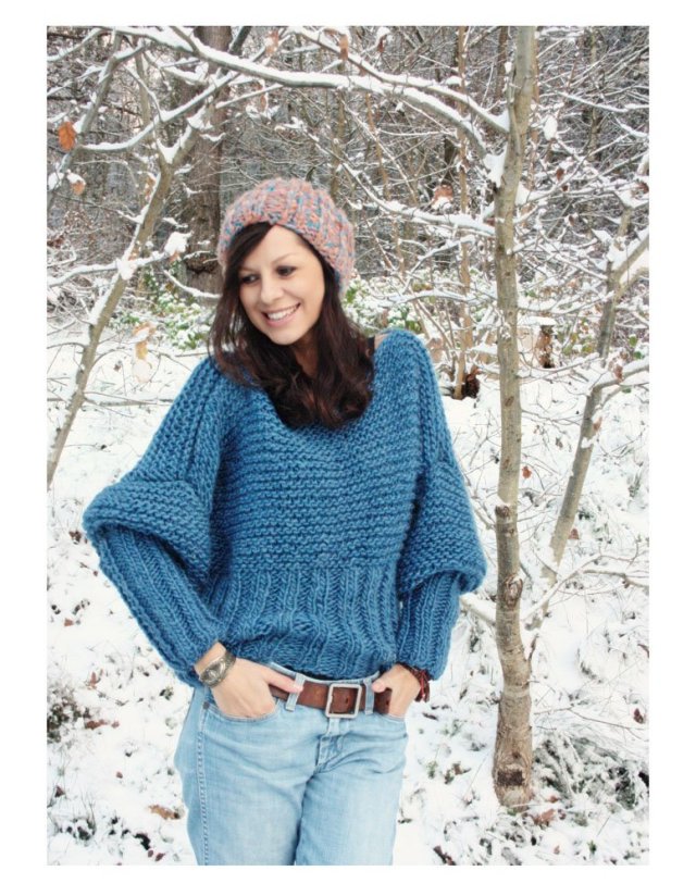 SWETER  HANDMADE MOHER Z WEŁNĄ