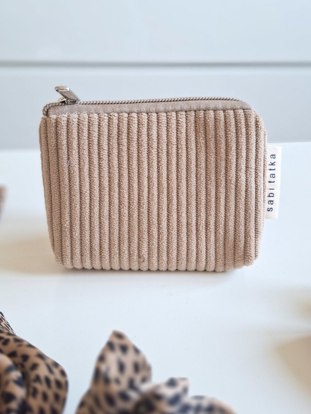 Sztruksowy portfelik card holder Beżowy