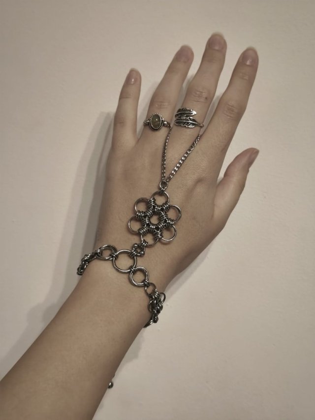 Bransoletka na dłoń chainmaille 21 cm stal chirurgiczna gothic elf