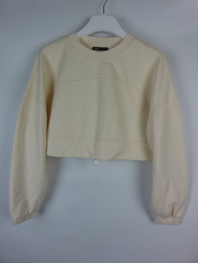 Zara krótka bluza oversize bawełna poliester ecru / S