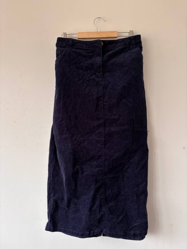 Granatowa sztruksowa spódnica midi Janet & Joyce – bawełna, r. 50 / 4XL / 5XL