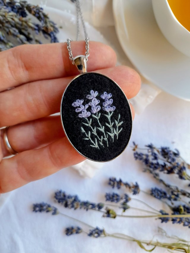 Naszyjnik Lawendowy wieczór owalny duży 2