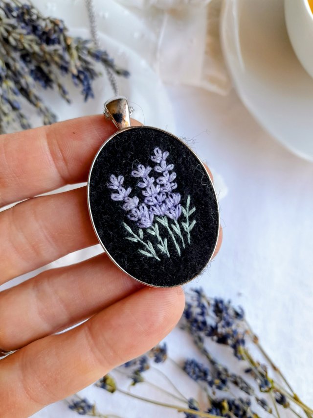 Naszyjnik Lawendowy wieczór owalny duży 2