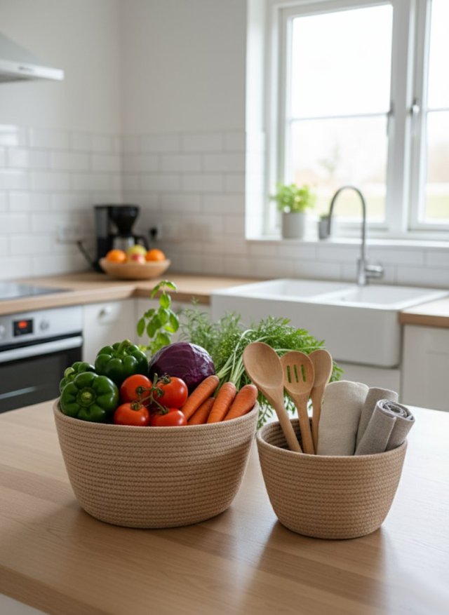 Zestaw koszyków ze sznurka rękodzieło na prezent KS031