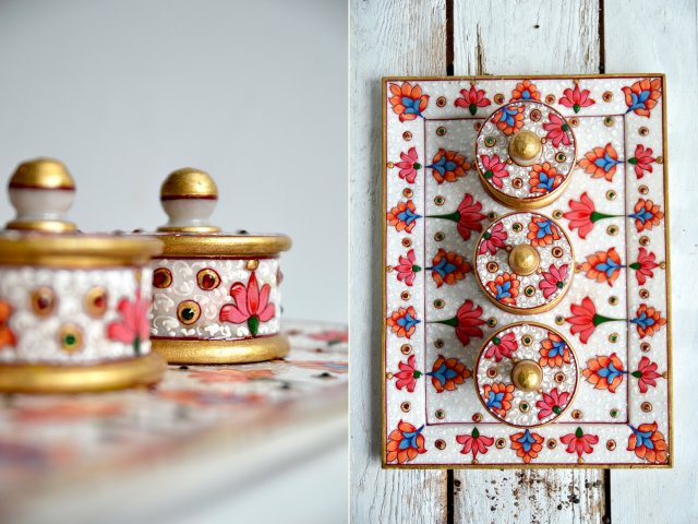 Marmurowa patera ręcznie malowana