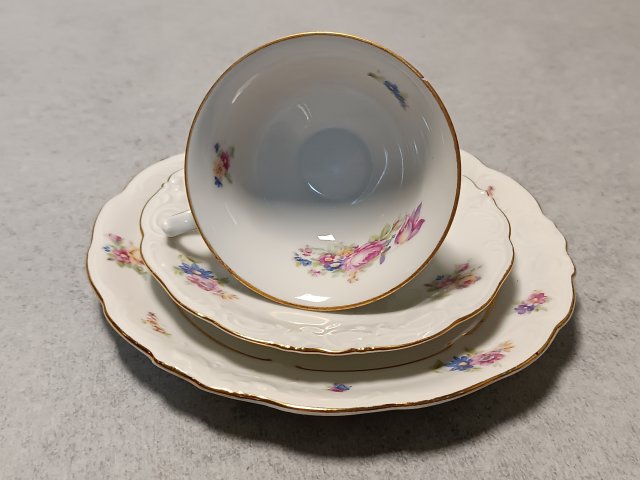 KPM Krister Filiżanka Friederike Trio Letni Bukiet Zestaw Śniadaniowy Śląsk