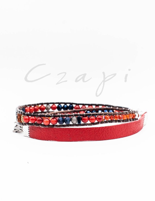 mozaika w słońcu 300 - bransoletka  z karneolem i koralem