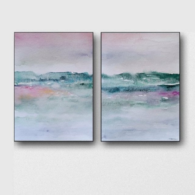 Pejzaż-dwie akwarele