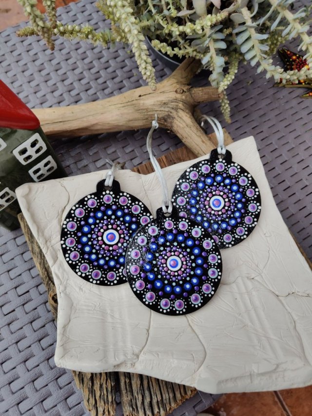 Komplet ręcznie malowanych bombek świątecznych - Mandala