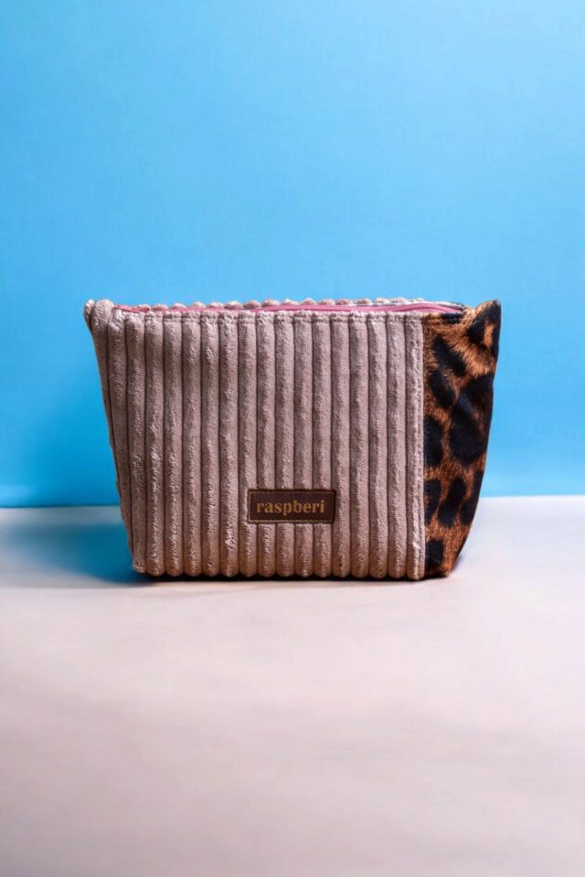 Sztruksowa kosmetyczka MAXI panterka