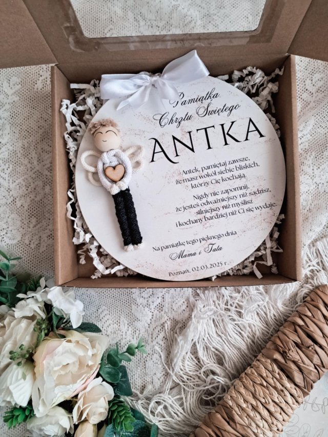 TABLICZKA kartka ANIELE BOŻY modlitwa pamiątka chrztu chłopca