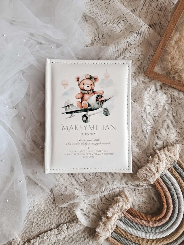 MIŚ album na zdjęcia, metryczka urodzenia, pamiątka chrztu świętego