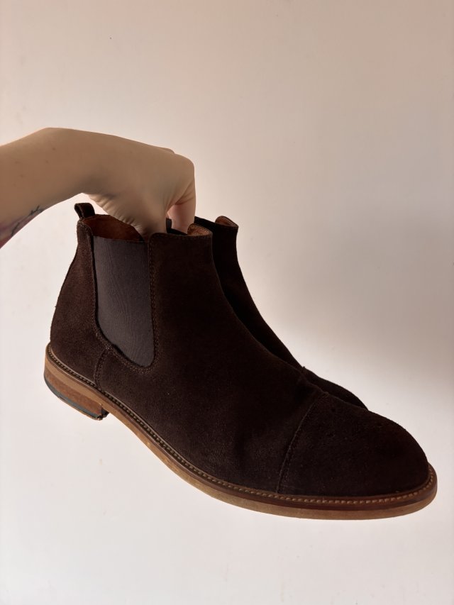 Skórzane sztyblety brązowe Vistula r. 45, zamsz na zewnątrz, skóra wewnątrz