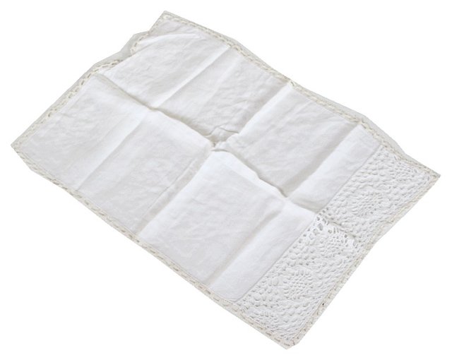 LNIANY ręcznik ściereczka koronka ecru  PRL