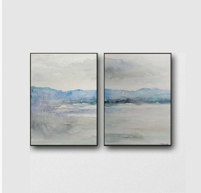 Pejzaż-dwie akwarele