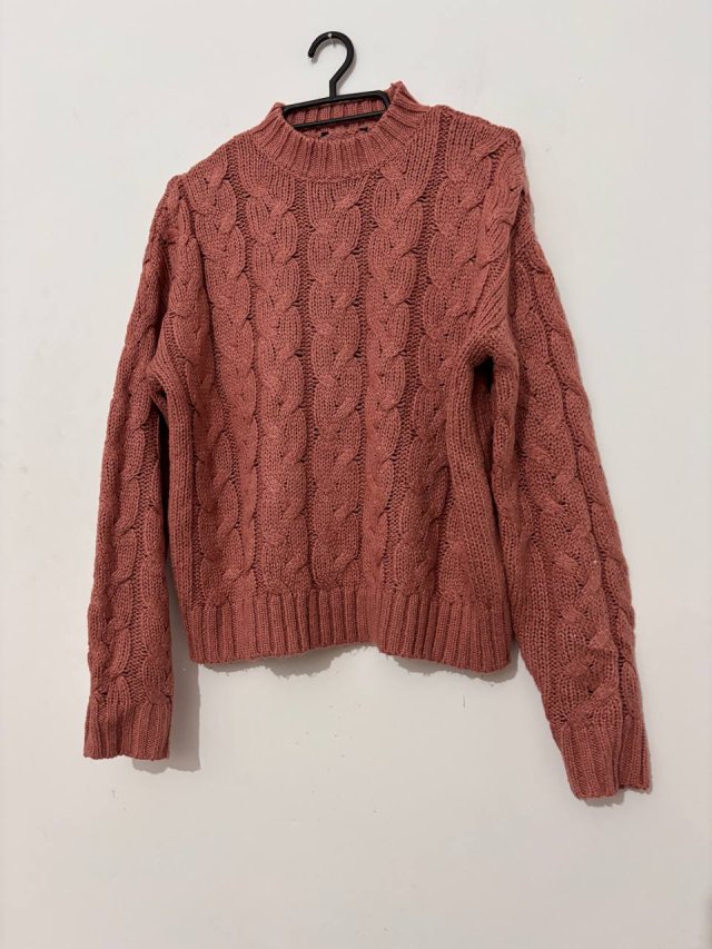 Różowy sweter z grubym splotem, ciepły pleciony model oversize Primark Rozmiar M / 38 / 10