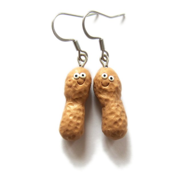 Śmieszne Kolczyki Fistaszki Kolczyki Orzeszki Ziemne Kolczyki Orzechy