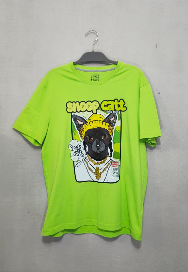 T-shirt SNOOP CAT (MESKA M) zielony neon