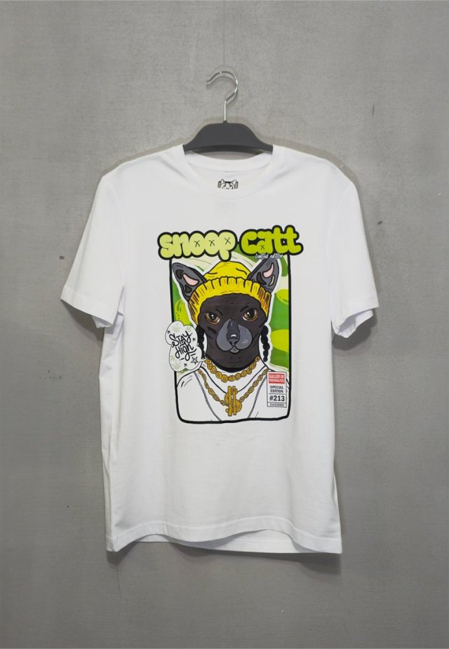 T-shirt SNOOP CAT (MESKA S) biała