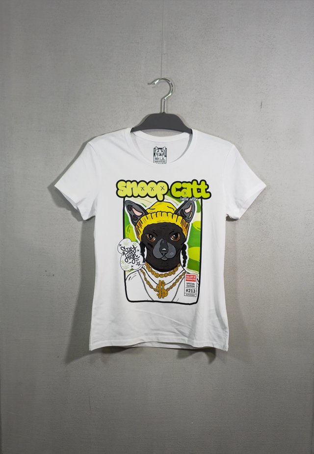 T-shirt SNOOP CAT (DAMSKA M) biała